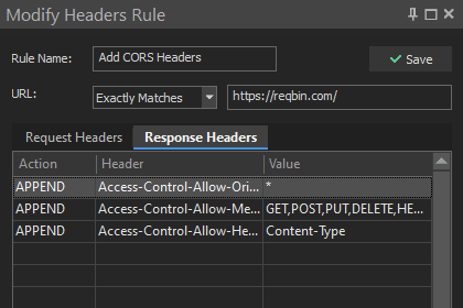 HTTP Modifier rule editor